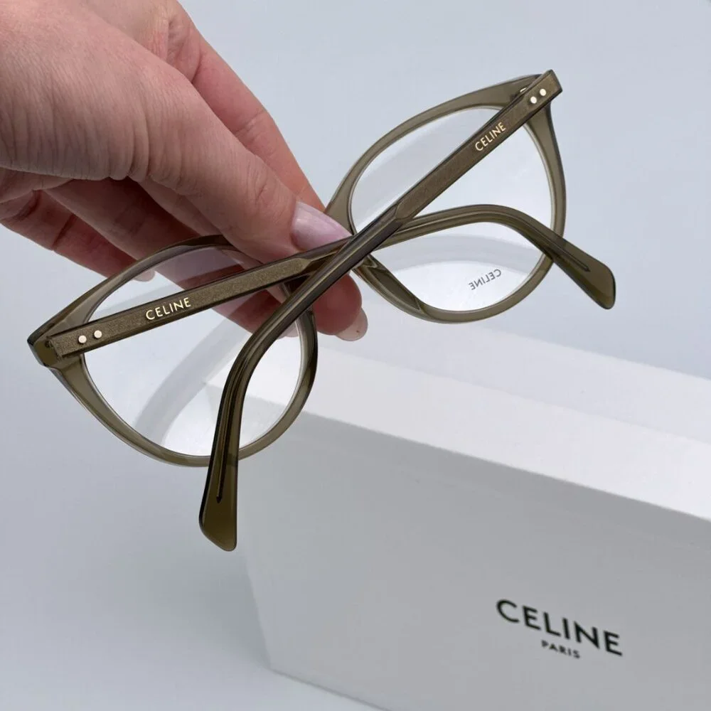 Celine CL50068I 093 CELINE THIN BRAND NEW Eyeglasses Transparent Khaki Women